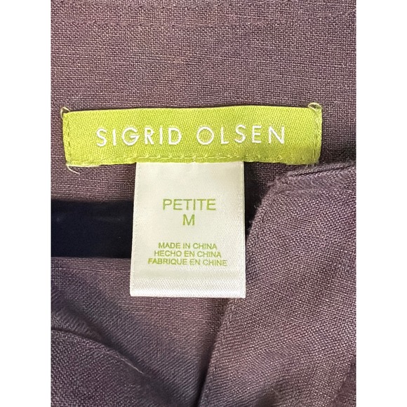 Vintage Sigrid Olsen Brown Button‎ Front Linen Rayon Blend Top Womens Petite Med - Picture 4 of 5